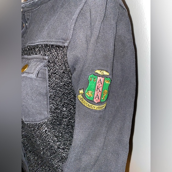 Ivystorehouse Alpha Kappa Alpha AKA Sorority Black Pink Green Button Jacket sz S - Picture 5 of 9